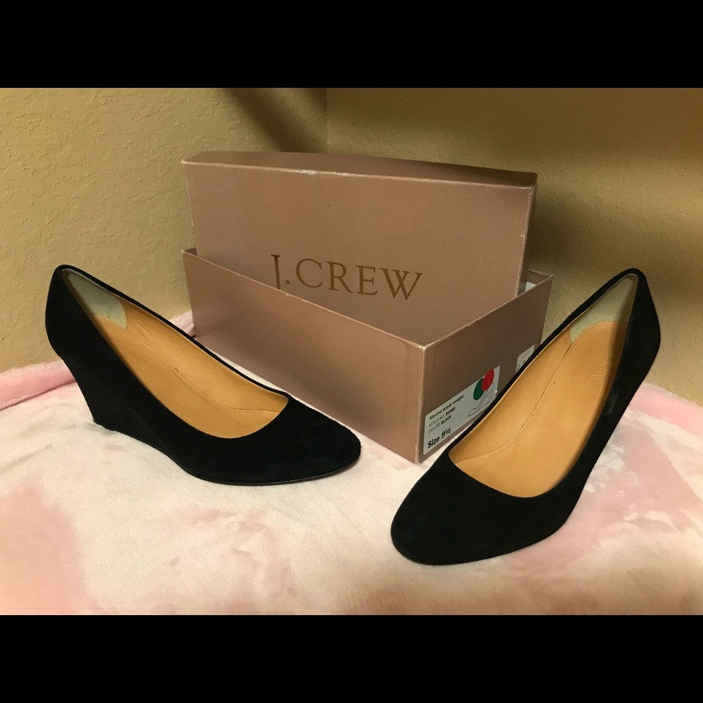 J. Crew Martina Suede Wedges BLACK